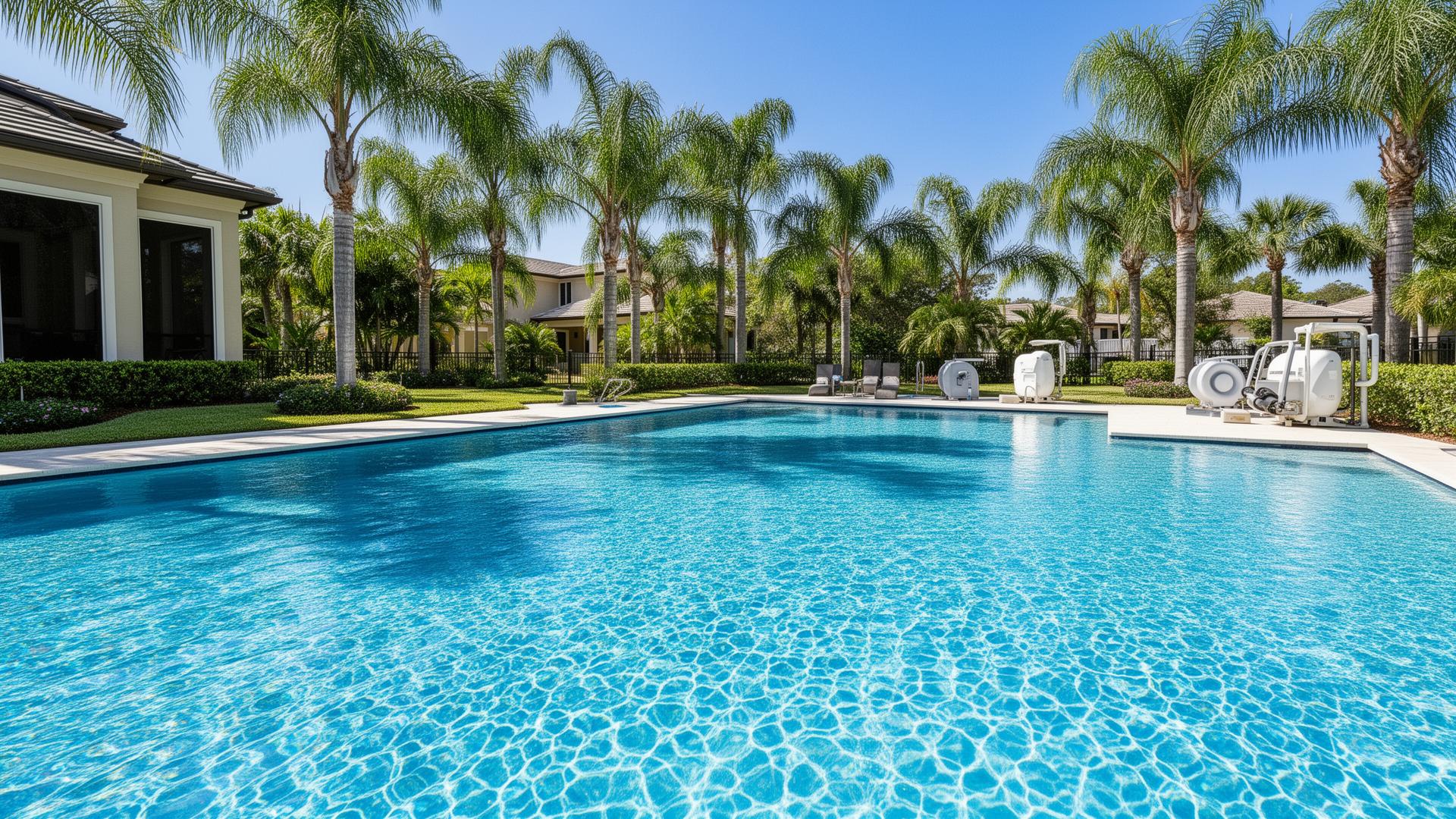 Crystal clear pool at a luxury Florida vacation home