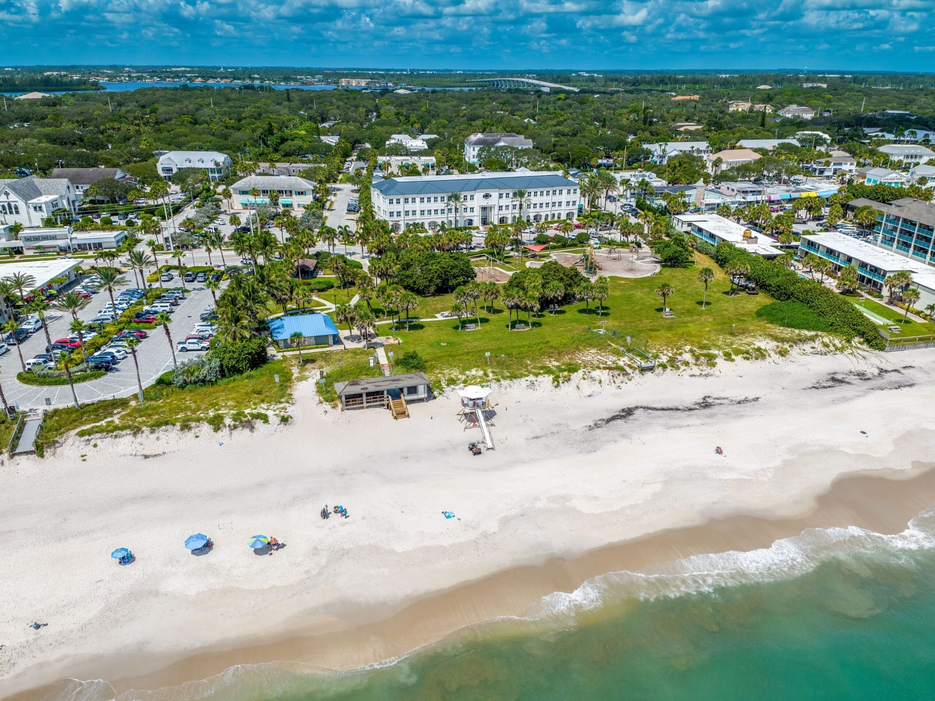 Aerial view of Vero Beach coastline and community